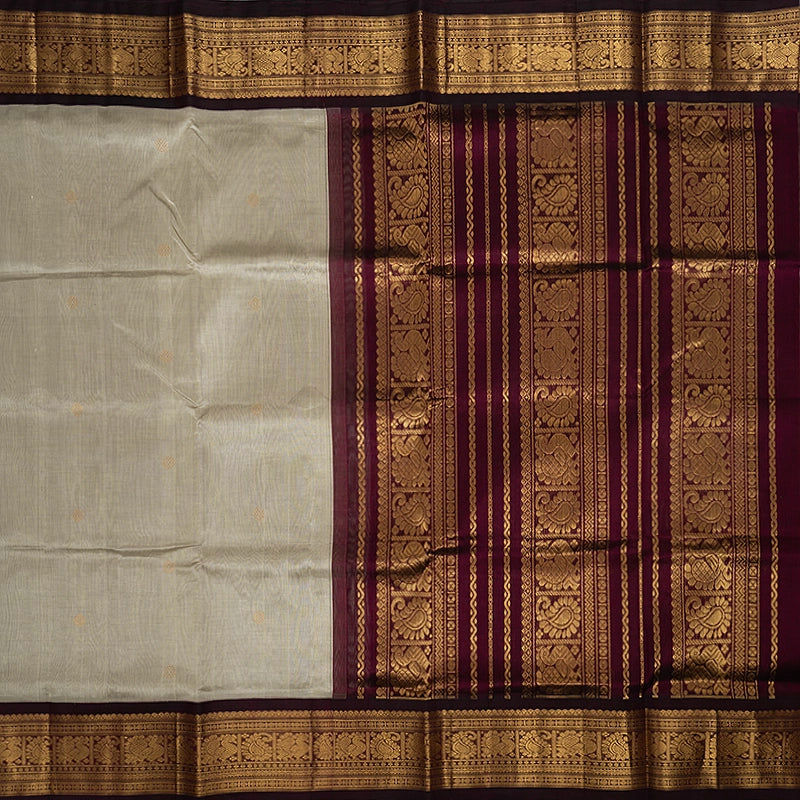 Hayagrivas Light Grey Pure Silk Cotton Saree SSCBF56E12-1