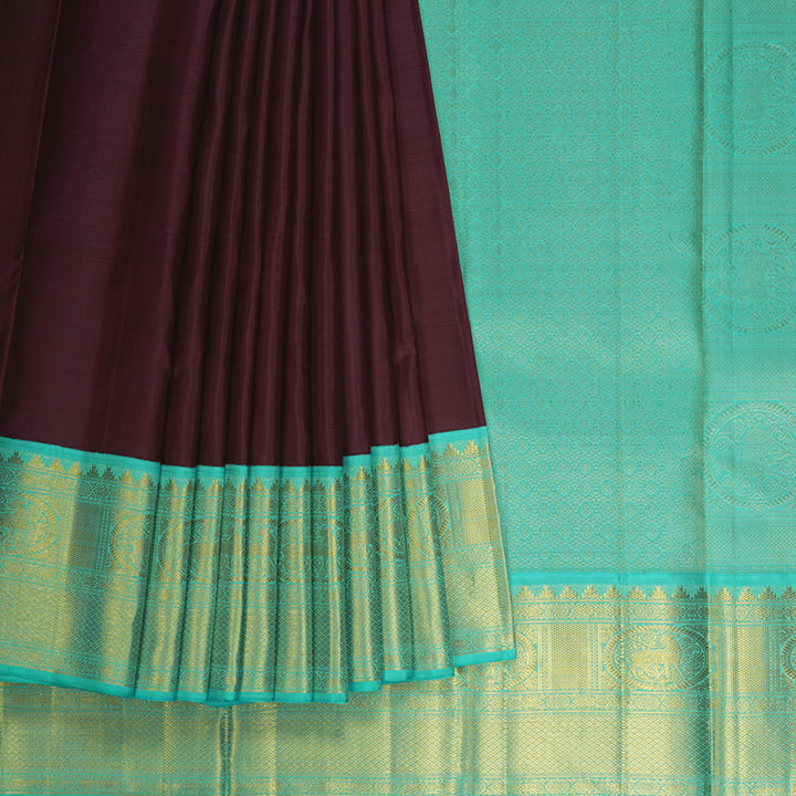 Hayagrivas Handloom Nagapazham Kanjivaram Silk Saree with Sky Blue Border KBF4D2-4