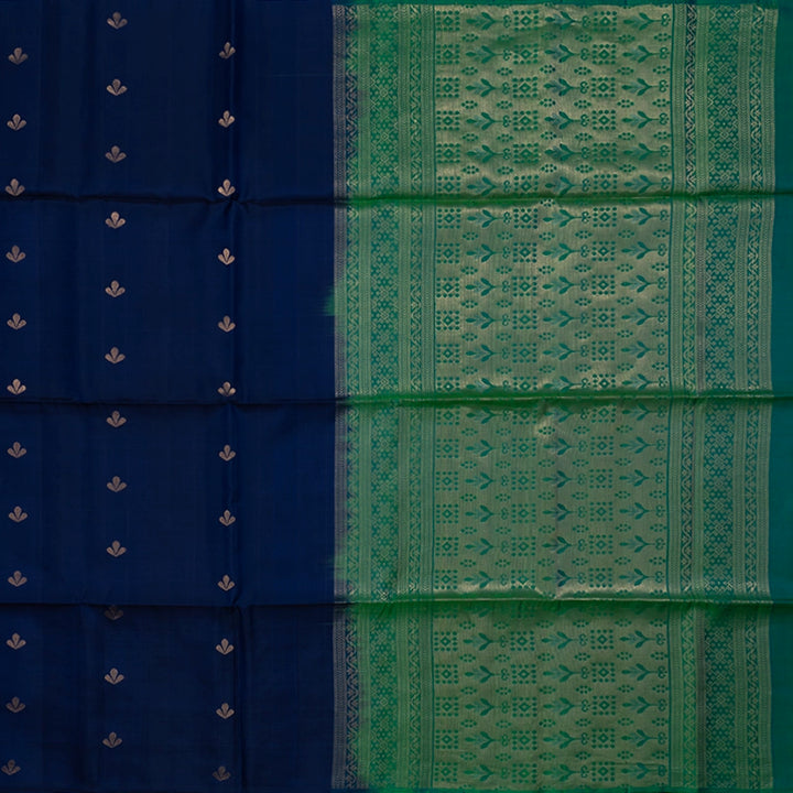 Hayagrivas Dark Blue Handloom Soft Silk Saree KBE2106A43-1