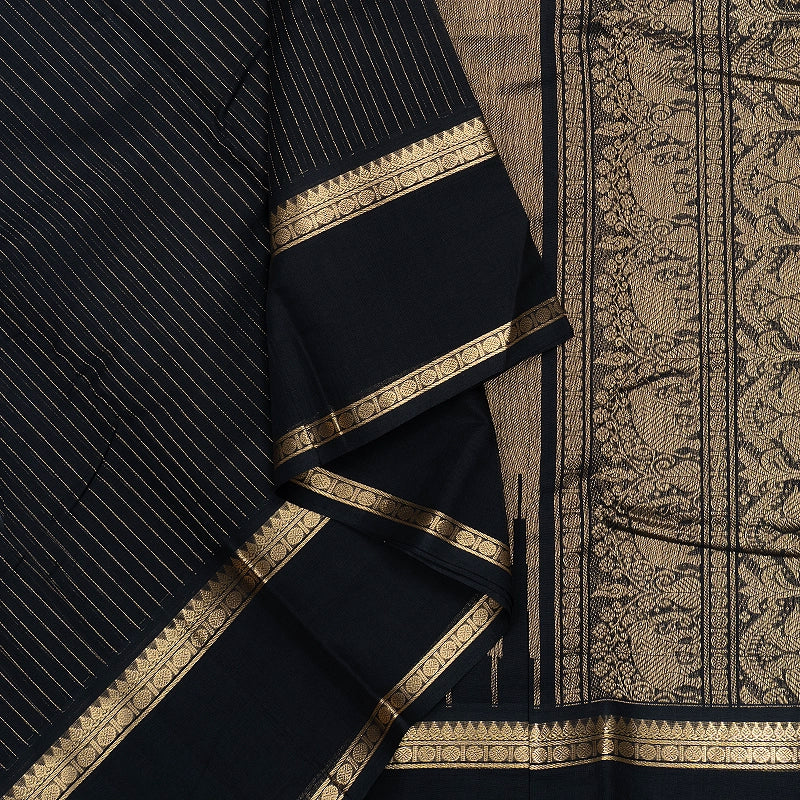 Hayagrivas Black Handloom Kanchi Cotton Saree SSCBF66E3-10