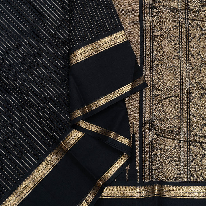 Hayagrivas Black Handloom Kanchi Cotton Saree SSCBF66E3-10