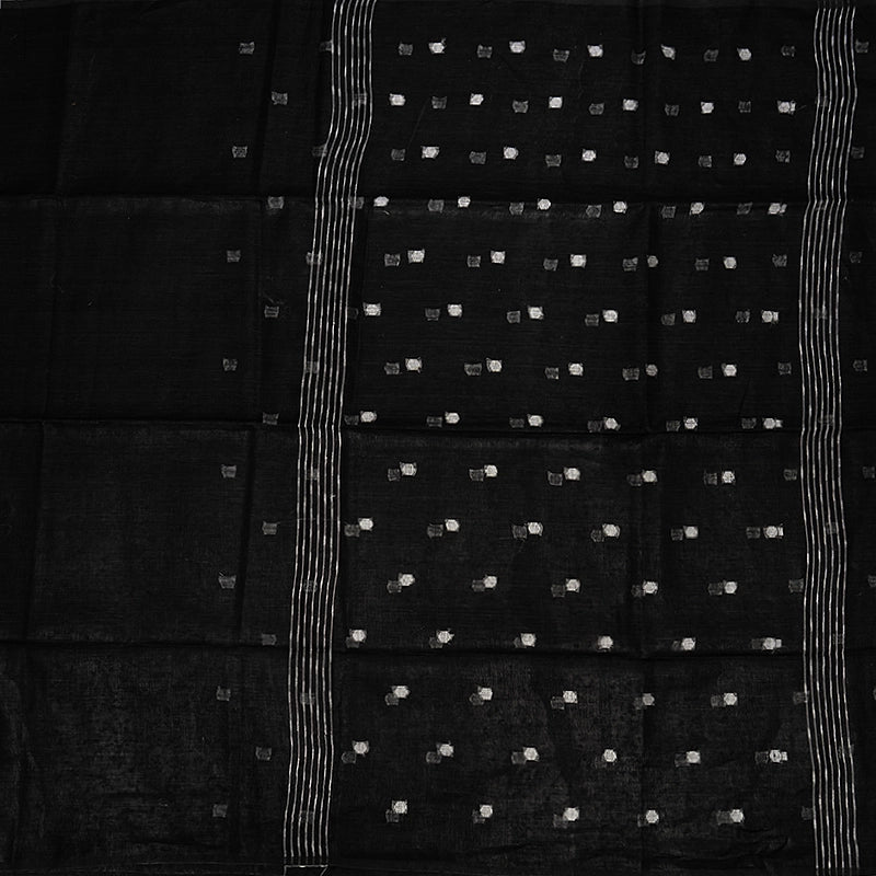 Hayagrivas Black Handloom Linen Saree KSBE147C9-4
