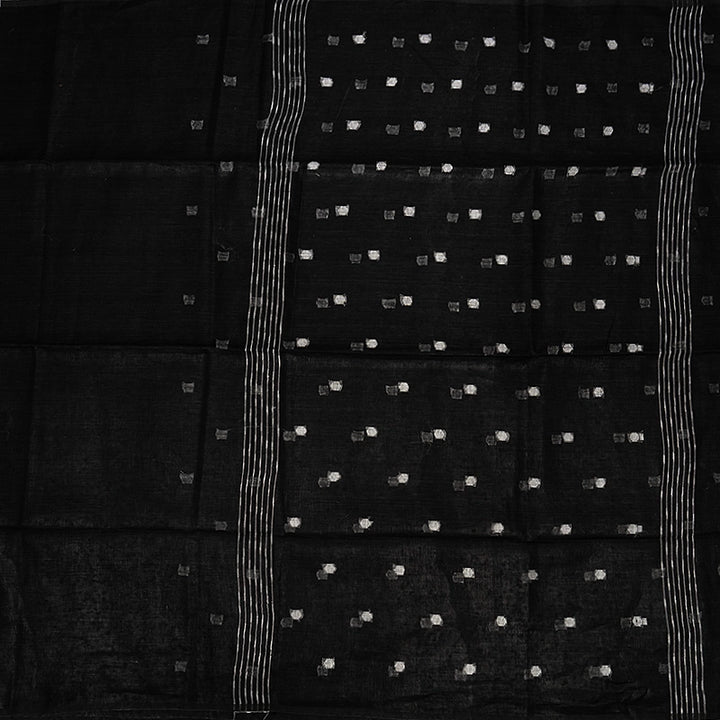 Hayagrivas Black Handloom Linen Saree KSBE147C9-4