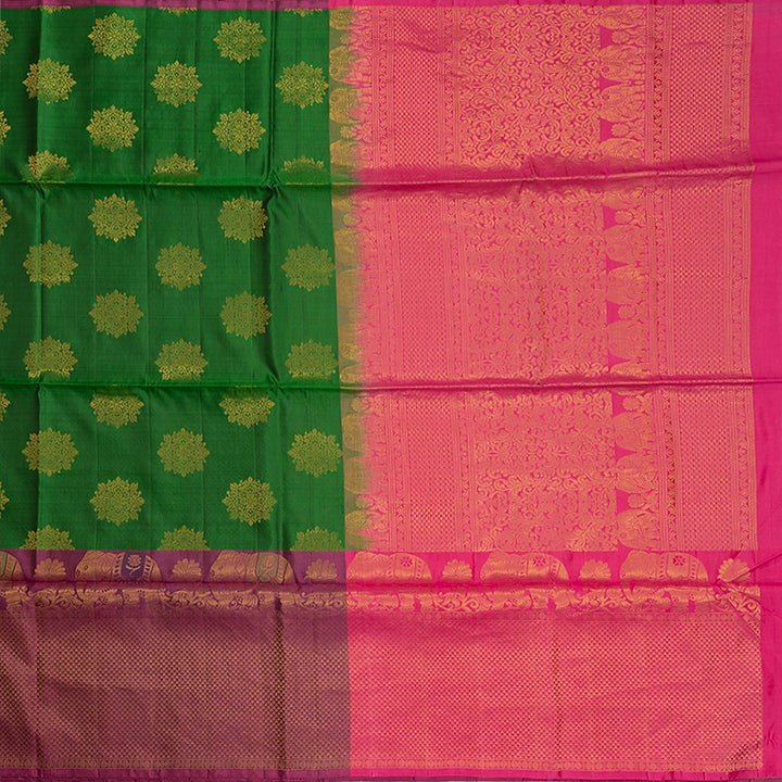 Hayagrivas Handloom Dark Green Soft Silk Saree KBE794H6-4