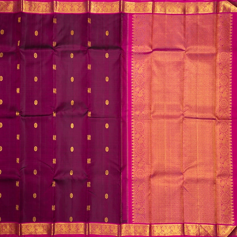 Hayagrivas Handloom Purple Kanjivaram Silk Saree with Rani Pink Border KBE2132A1-4