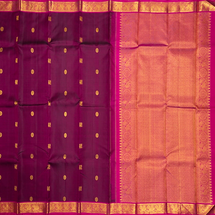 Hayagrivas Handloom Purple Kanjivaram Silk Saree with Rani Pink Border KBE2132A1-4