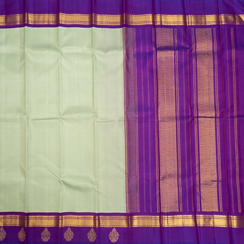 Hayagrivas Handloom Pastel Green Kanjivaram Silk Saree with Purple Border KBF198E8-1