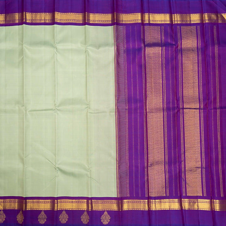 Hayagrivas Handloom Pastel Green Kanjivaram Silk Saree with Purple Border KBF198E8-1