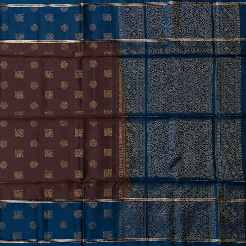 Hayagrivas Chocolate Brown Handloom Soft Silk Saree KBF232E2-1