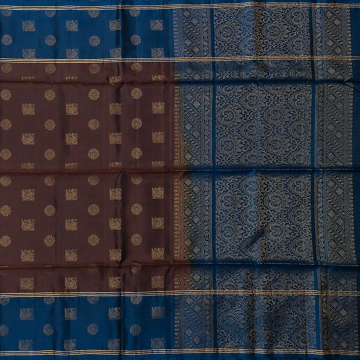 Hayagrivas Chocolate Brown Handloom Soft Silk Saree KBF232E2-1
