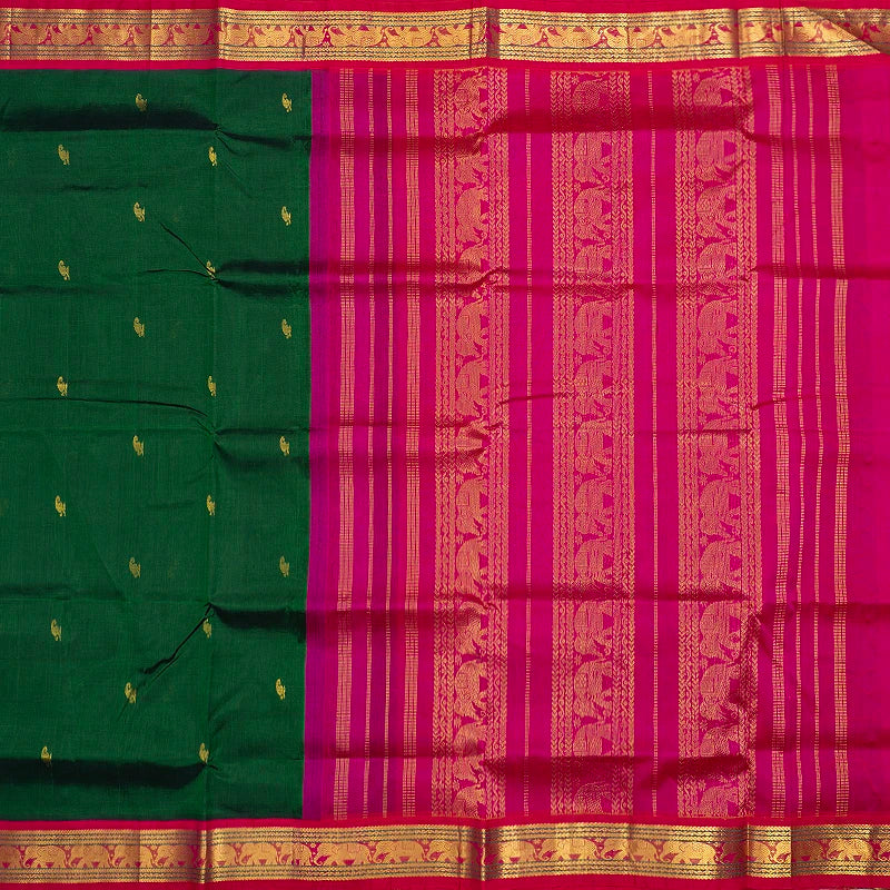 Hayagrivas Bottle Green Pure Silk Cotton Saree SSCBF16D1-4