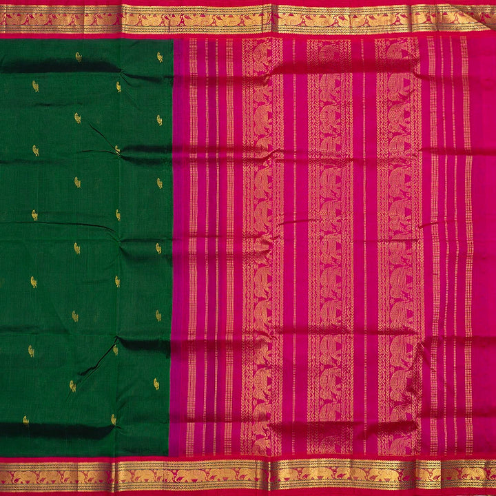Hayagrivas Bottle Green Pure Silk Cotton Saree SSCBF16D1-4