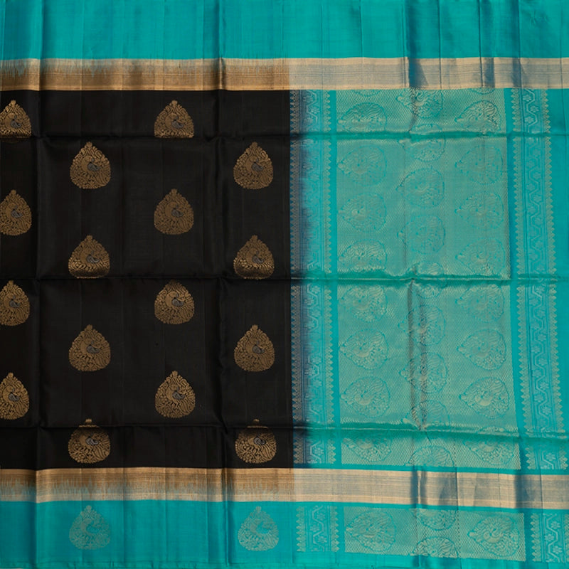 Hayagrivas Black Handloom Soft Silk Saree KBE2106A58-6