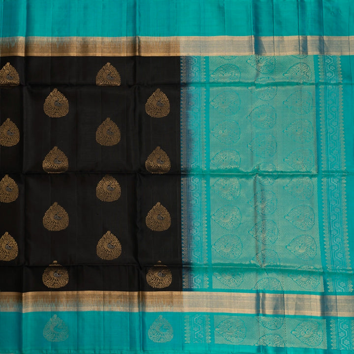 Hayagrivas Black Handloom Soft Silk Saree KBE2106A58-6