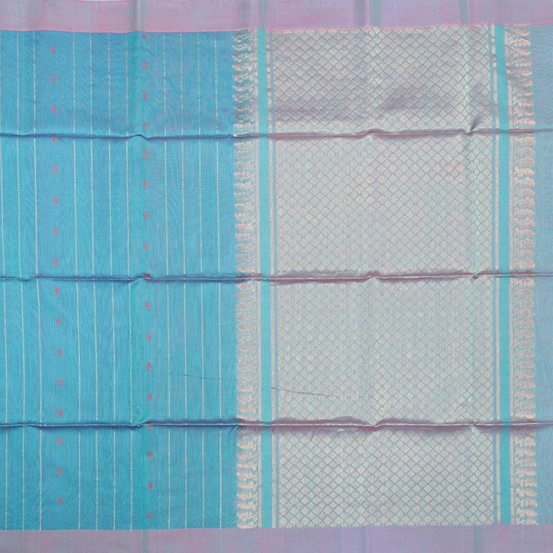 Hayagrivas Cyan Blue Kora Silk Cotton Saree KSBE92A10-14