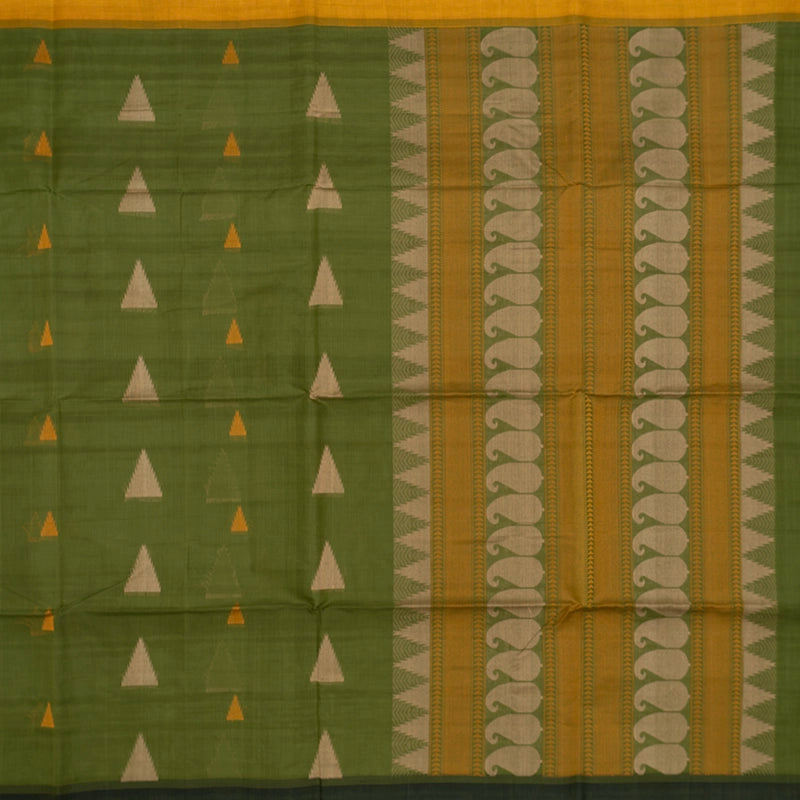 Hayagrivas Sage Green Handloom Kanchi Cotton Saree KSBE89A1-2