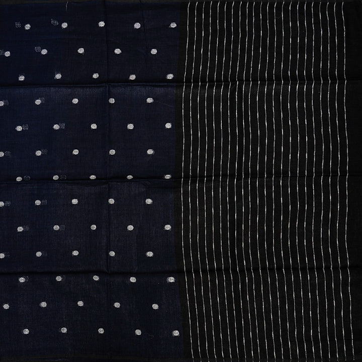 Hayagrivas Ink Blue Handloom Linen Saree KSBE147C1-5