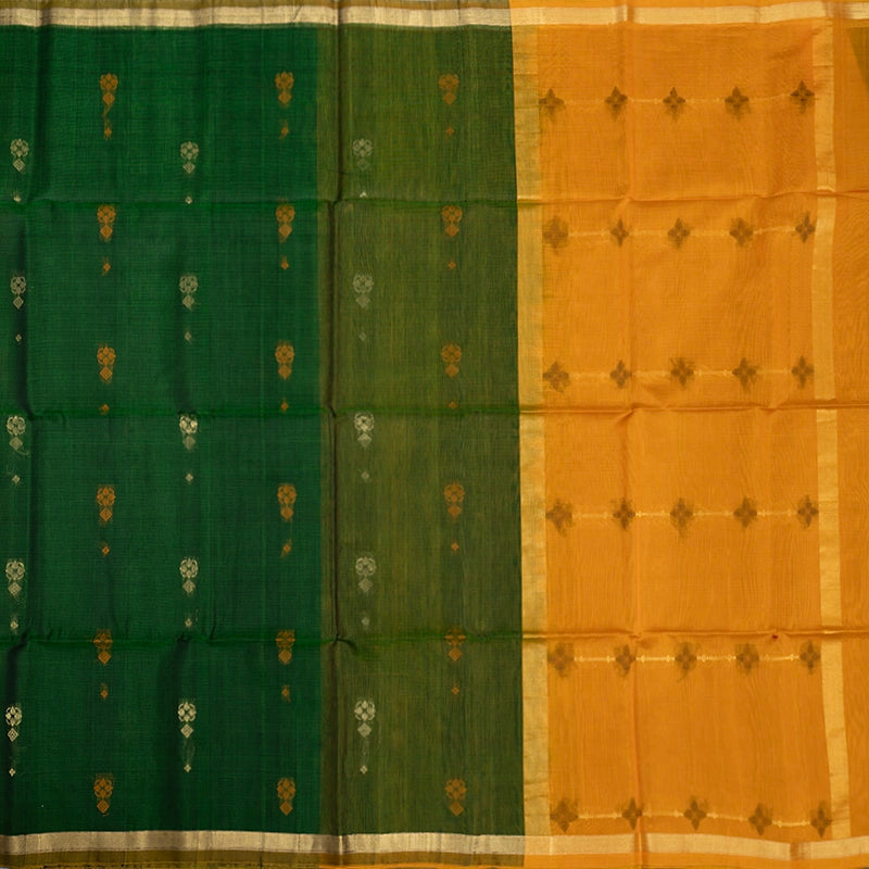 Hayagrivas Green Kora Silk Cotton Saree KSBE92A10-1