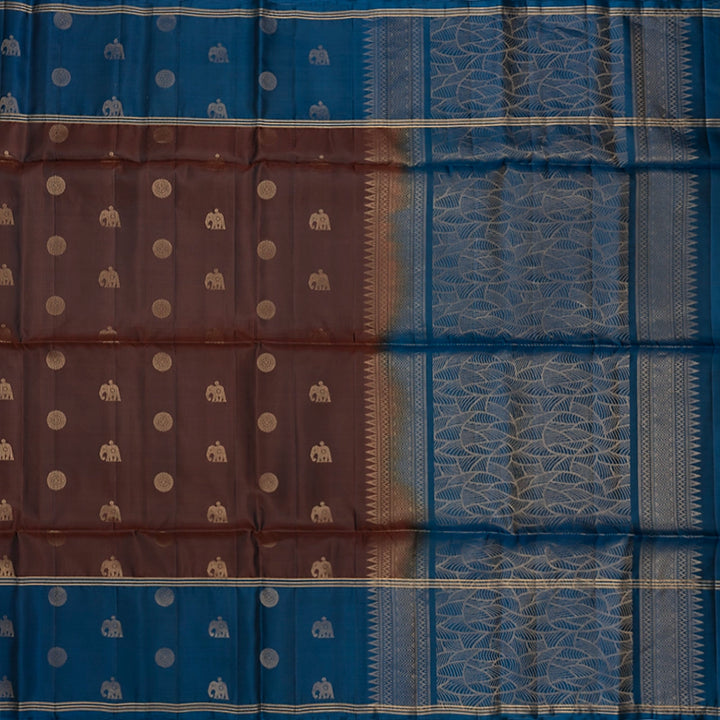 Hayagrivas Chocolate Brown Handloom Soft Silk Saree KBF233E1-5