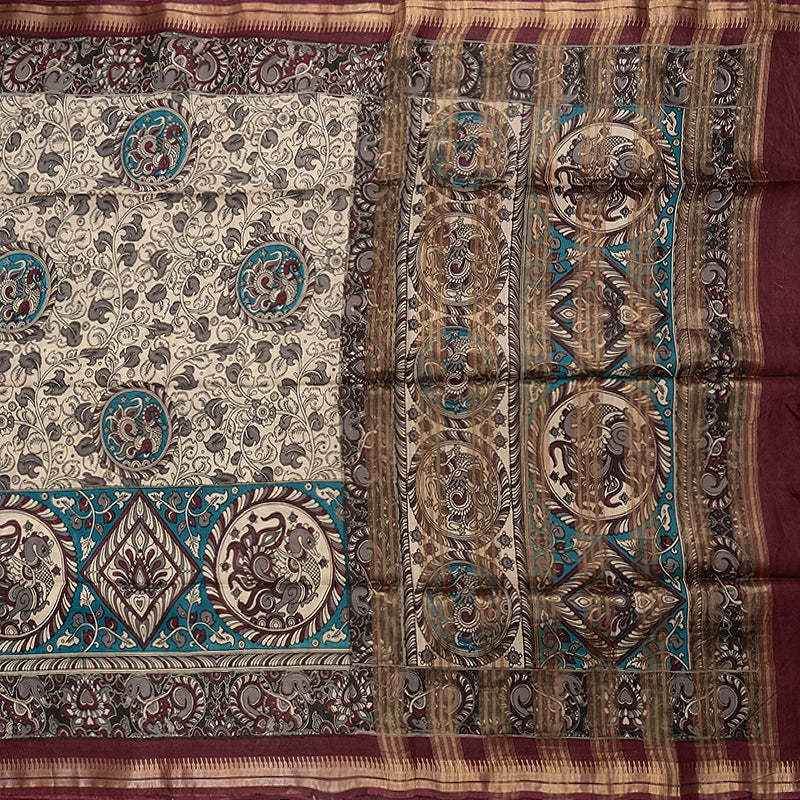Hayagrivas Sandal Fancy Cotton Saree KBE1905L2-1