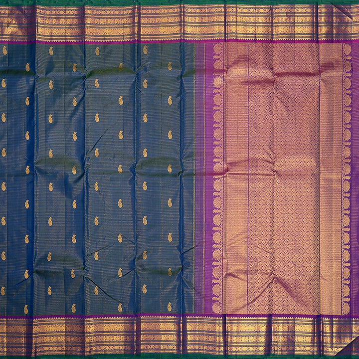 Hayagrivas Handloom Mayilkazhuthu Kanjivaram Silk Saree with Purple Border KBF466F5-1