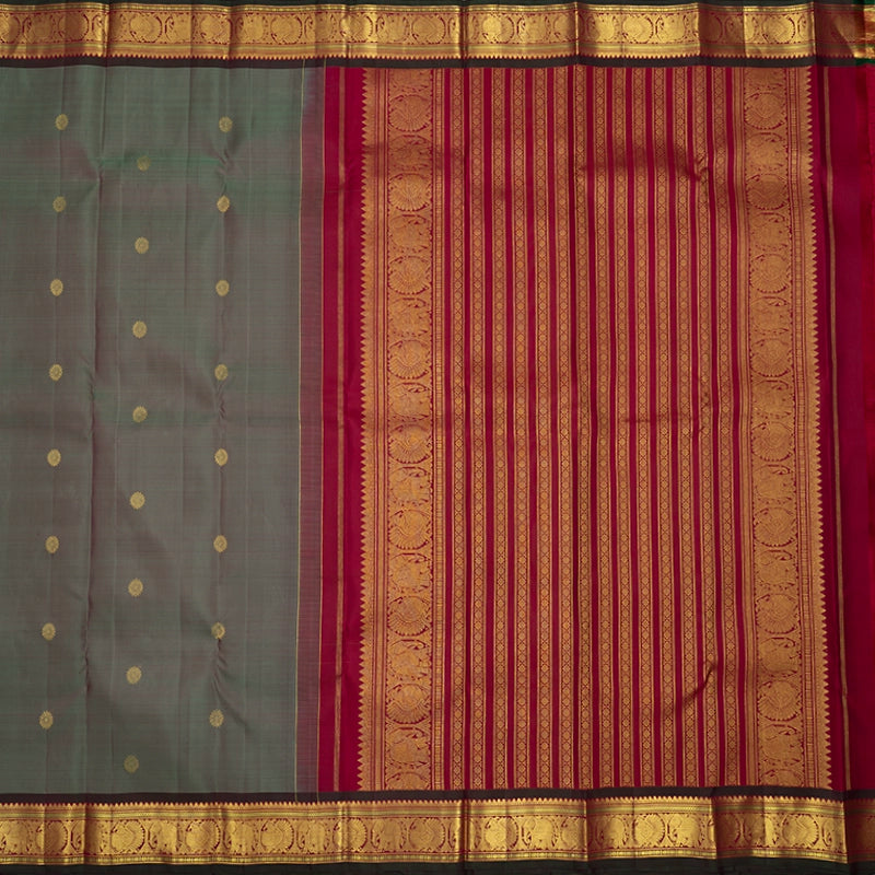 Hayagrivas Cement Green Handloom Kanjivaram Silk Saree KBF568G5-12