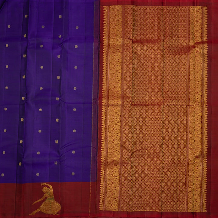 Hayagrivas Purplish-Blue Handloom Kanjivaram Silk Saree KBF103D2-2