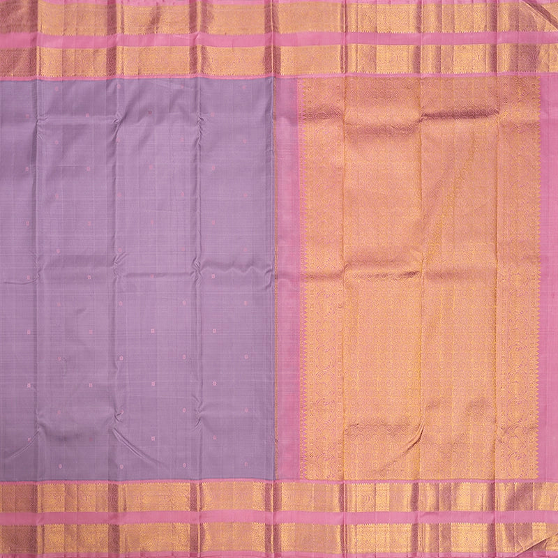 Hayagrivas Handloom Lilac Kanjivaram Silk Saree with Rose Pink Border KBF94D1-1