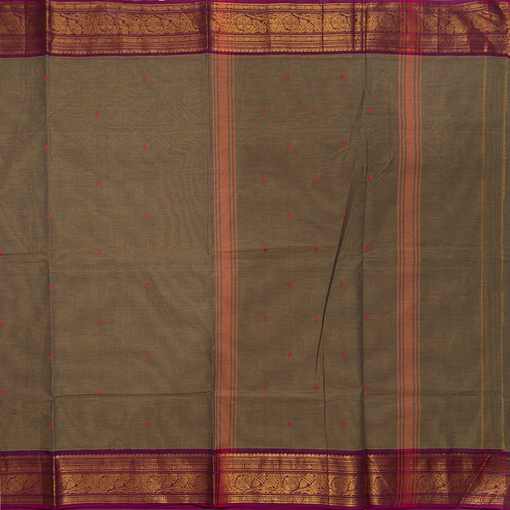 Hayagrivas Greyish-Brown Handloom Chettinad Cotton Saree SSCBF63E14-10