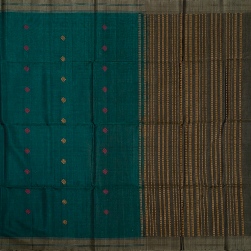 Hayagrivas Rama Green Ikkat Kora Silk Cotton Saree KSBE92A10-12