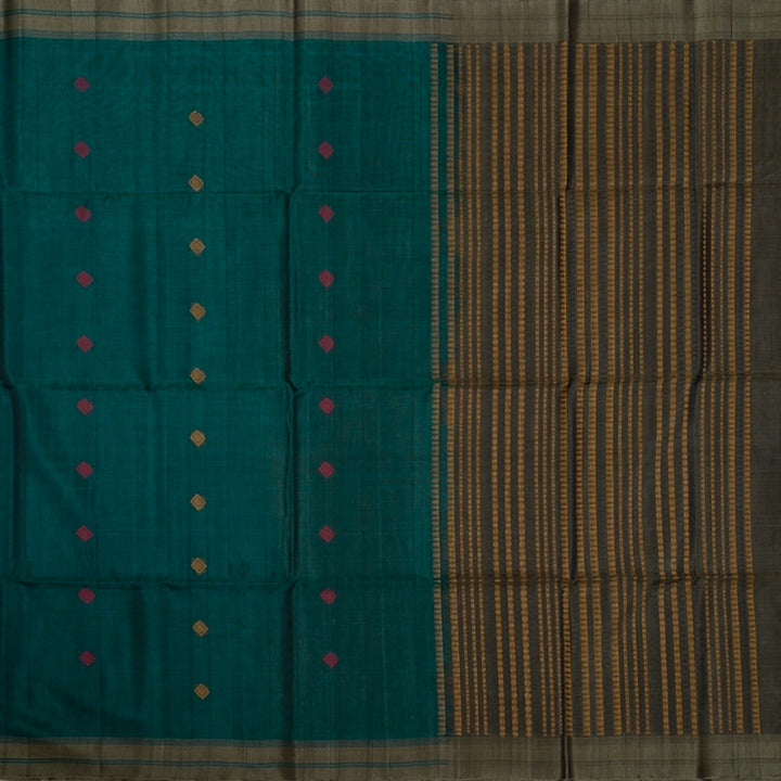 Hayagrivas Rama Green Ikkat Kora Silk Cotton Saree KSBE92A10-12