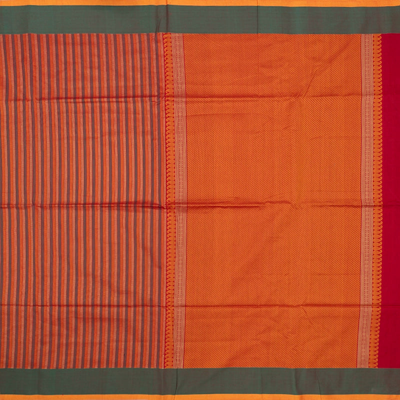 Hayagrivas Multicolour Stripes Handloom Kanchi Cotton Saree SSCBF103F2-1