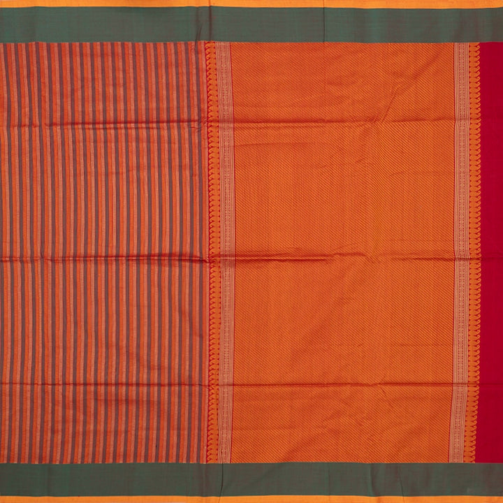 Hayagrivas Multicolour Stripes Handloom Kanchi Cotton Saree SSCBF103F2-1