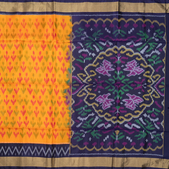 Hayagrivas Mambazham Orange Handloom Ikkat Soft Silk Saree KBE2150A1-10