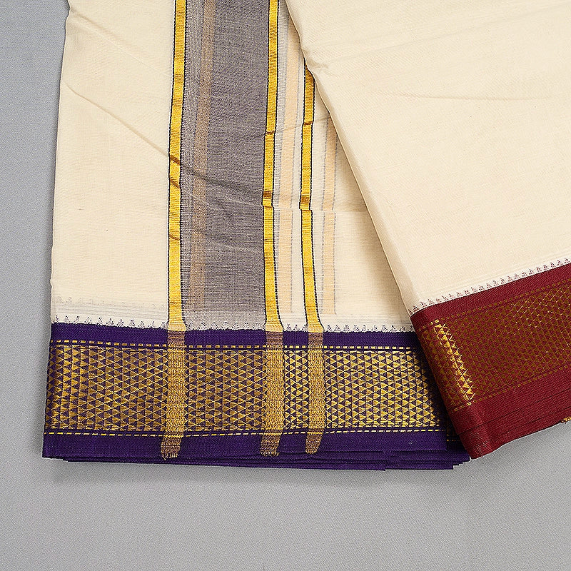 Hayagrivas Handloom 10*6 Cotton Dhoti KBF272E3-1