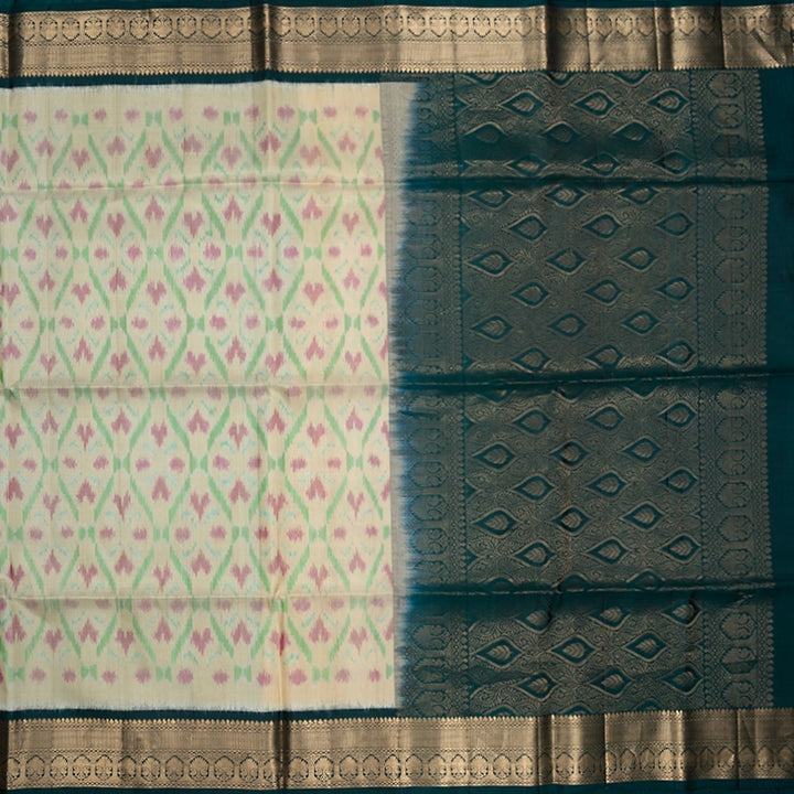 Hayagrivas Half-White Handloom Ikkat Soft Silk Saree KBE2150A2-18