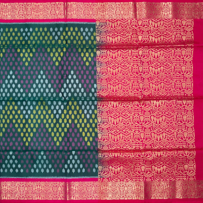 Hayagrivas Bottle Green Handloom Ikkat Soft Silk Saree KBE2150A2-7