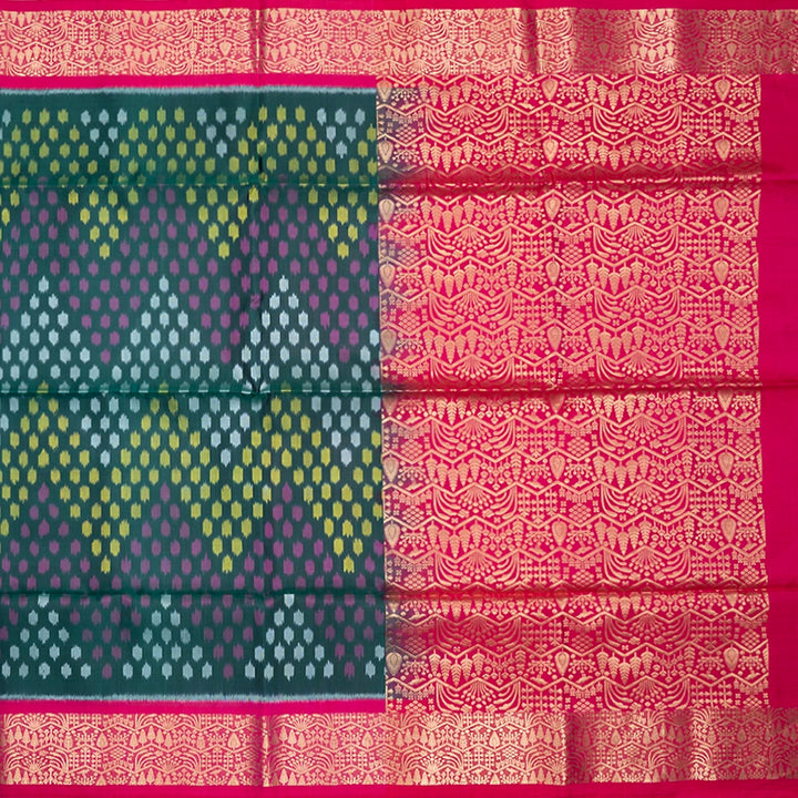 Hayagrivas Bottle Green Handloom Ikkat Soft Silk Saree KBE2150A2-7