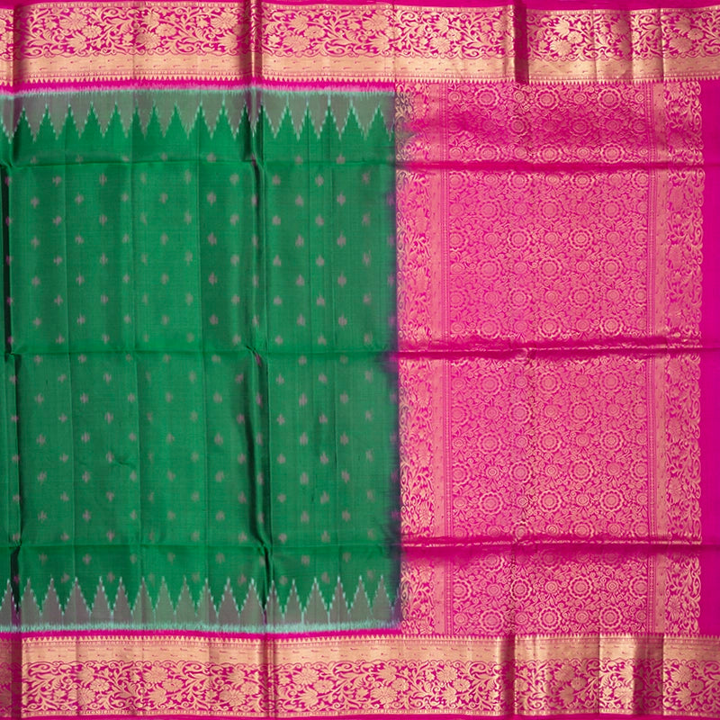Hayagrivas Green Handloom Ikkat Soft Silk Saree KBE2154A6-2