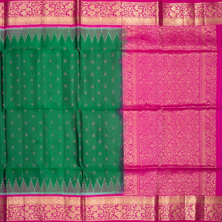 Hayagrivas Green Handloom Ikkat Soft Silk Saree KBE2154A6-2