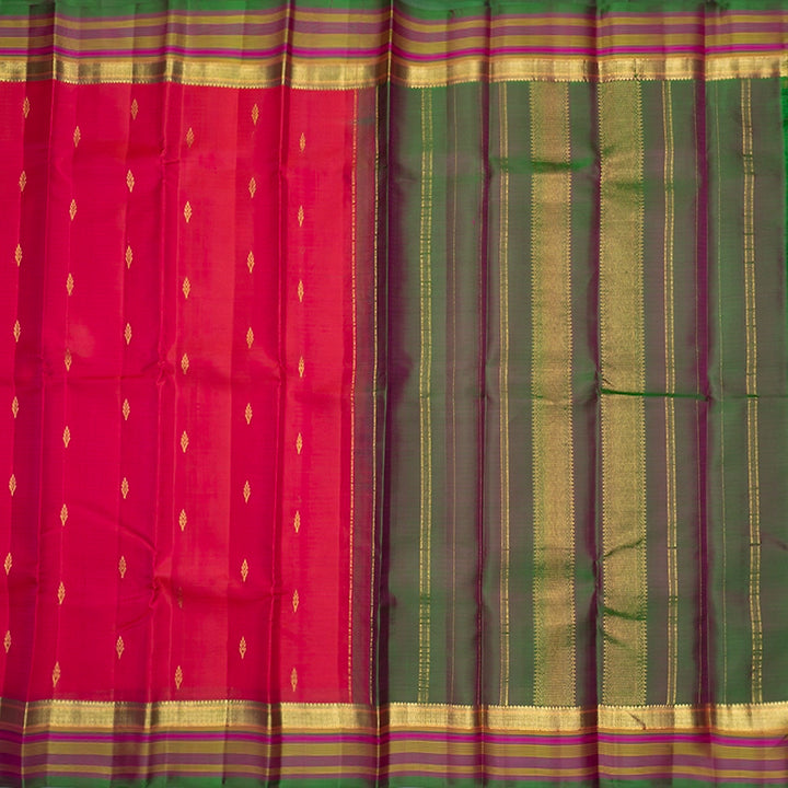 Hayagrivas Handloom Orangish-Pink Kanjivaram Silk Saree KBF467F3-2