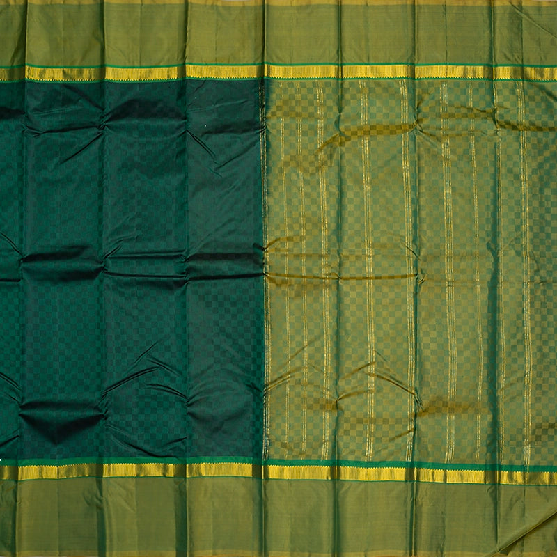 Hayagrivas Handloom Bottle Green Kanjivaram Silk Saree with Lime Green Border KBF486F6-2