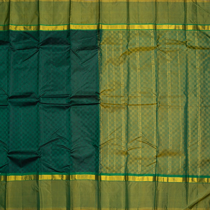 Hayagrivas Handloom Bottle Green Kanjivaram Silk Saree with Lime Green Border KBF486F6-2