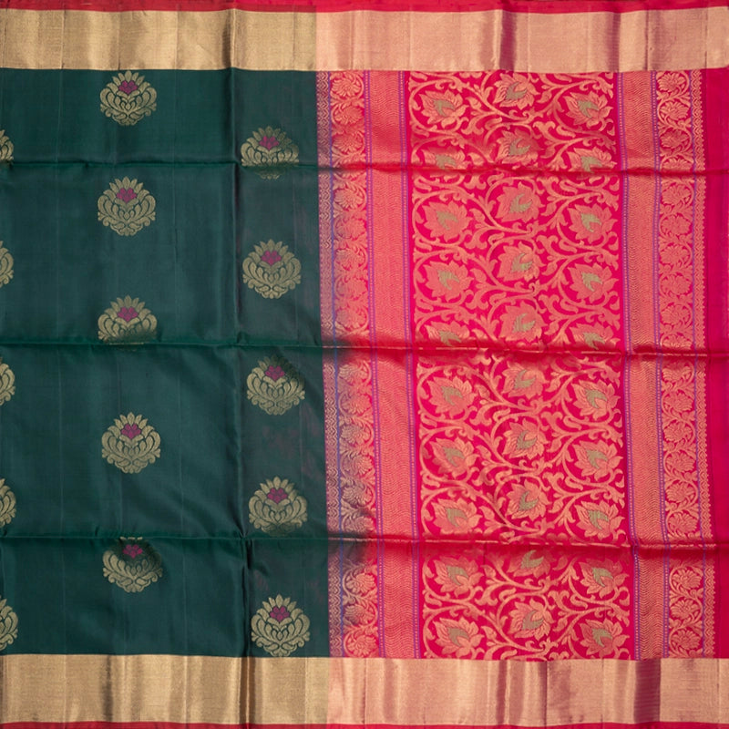 Hayagrivas Bottle Green Handloom Soft Silk Saree KBF501F1-14