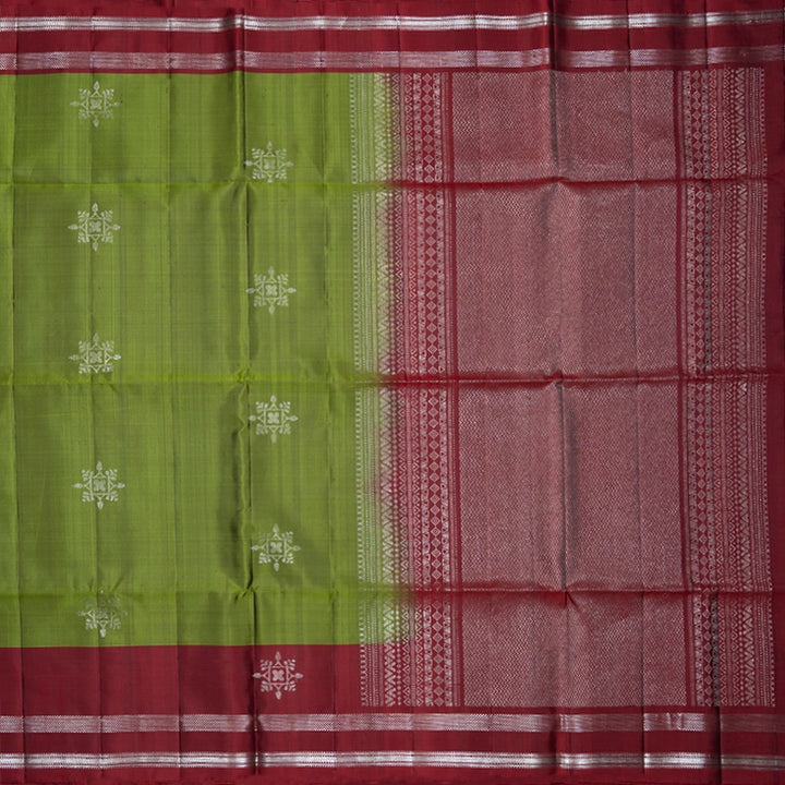 Hayagrivas Olive Green Handloom Soft Silk Saree KBF536G3-6