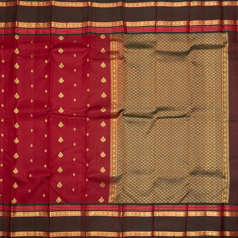 Hayagrivas Handloom Maroon Kanjivaram Silk Saree with Manthalir Border KBF707G3-3