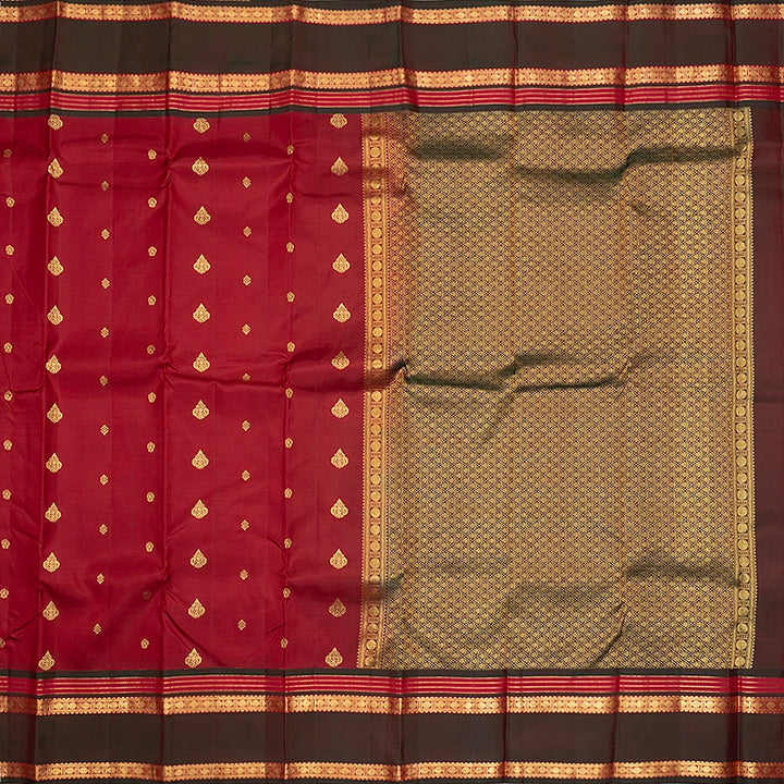 Hayagrivas Handloom Maroon Kanjivaram Silk Saree with Manthalir Border KBF707G3-3