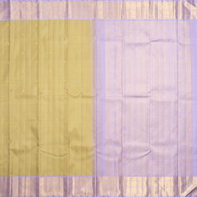 Hayagrivas Handloom Sage Green Kanjivaram Silk Saree with Lilac Border KBF741H1-4