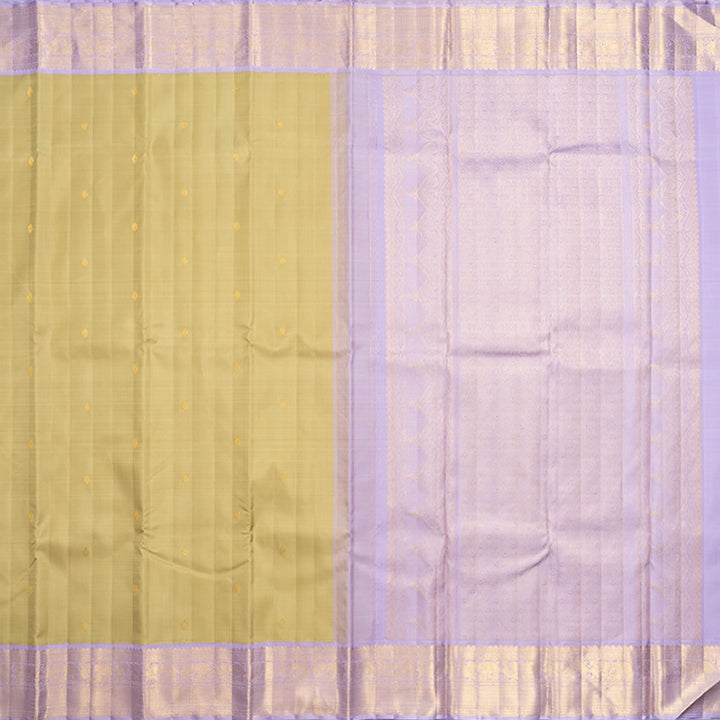 Hayagrivas Handloom Sage Green Kanjivaram Silk Saree with Lilac Border KBF741H1-4