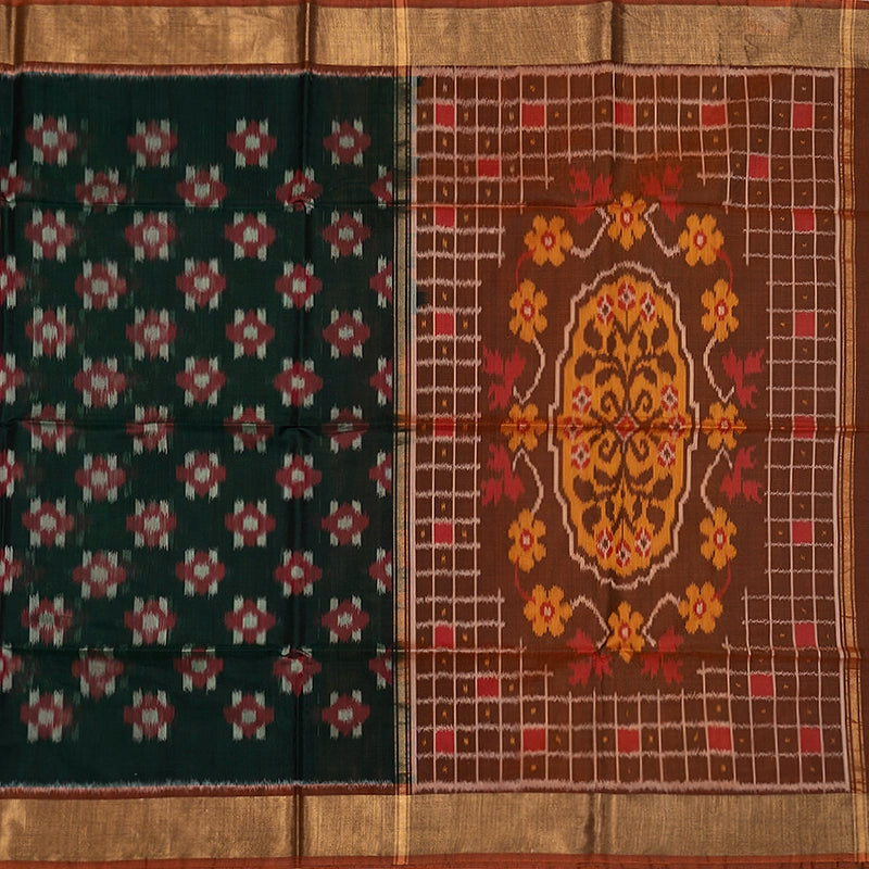 Hayagrivas Karum Pachai Ikkat Kora Silk Cotton Saree SSCBF155H1-25